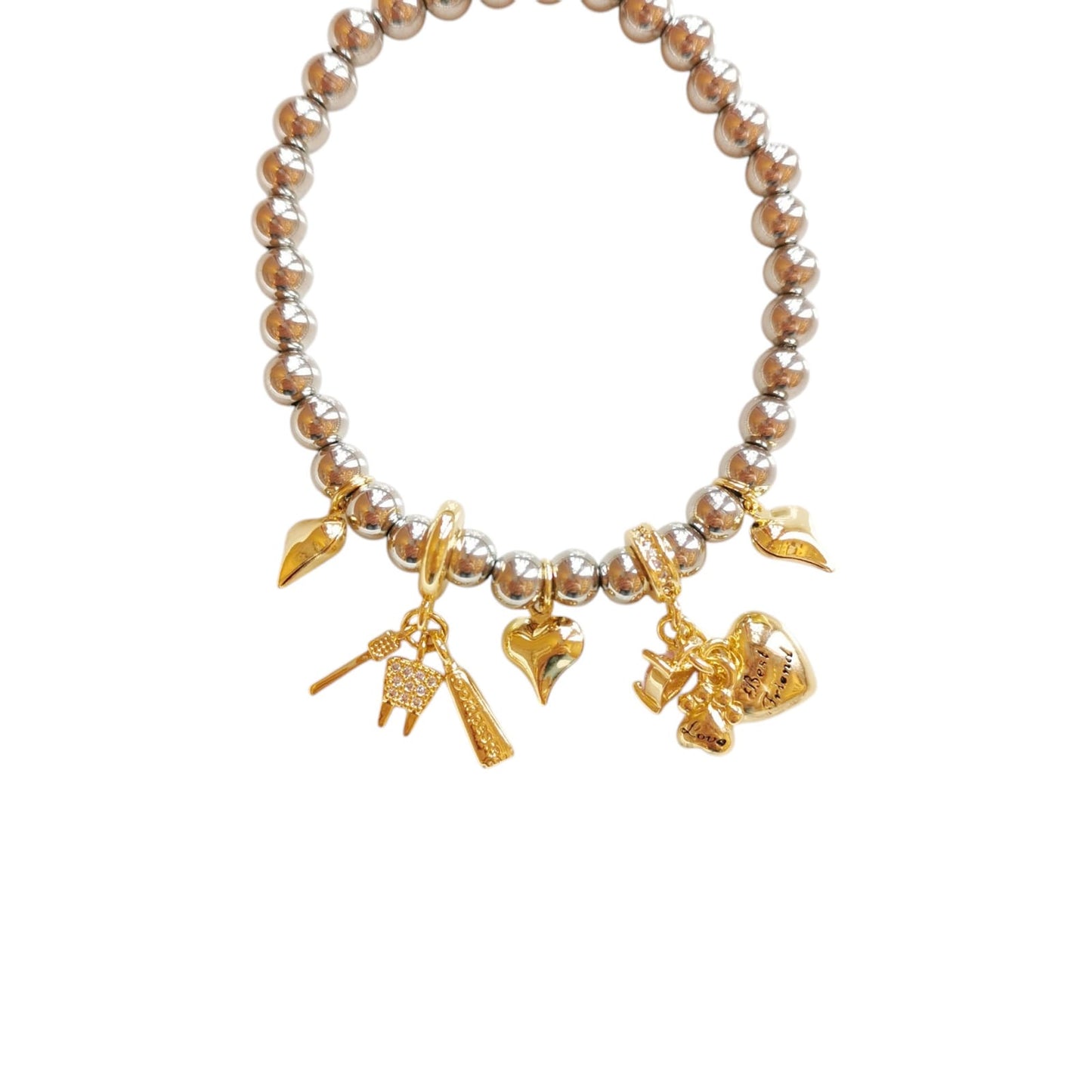 PULSERA DENTISTA PLATEADA C/DIJES