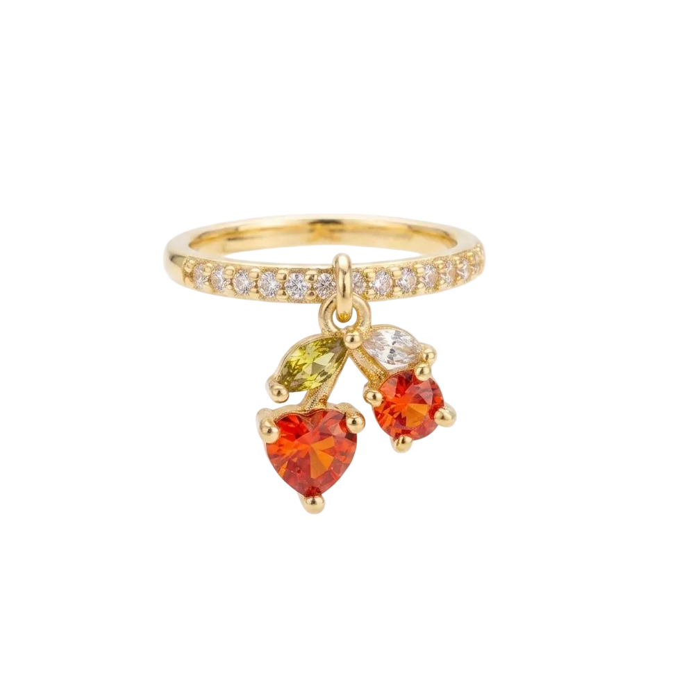 ANILLO CEREZA CORAZON COLGANTE