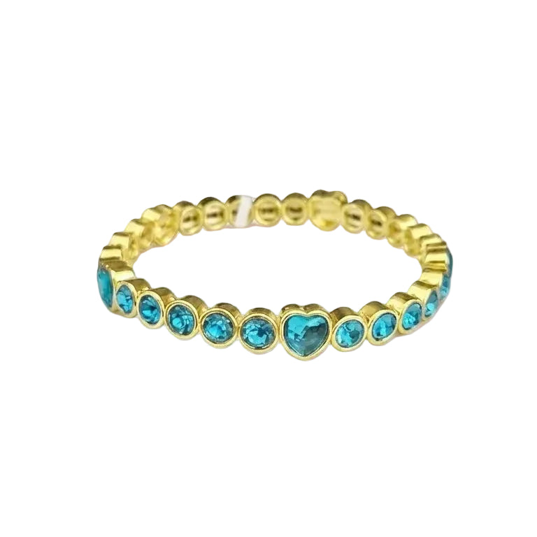 PULSERA ZIRCONIAS ELASTICO AZUL