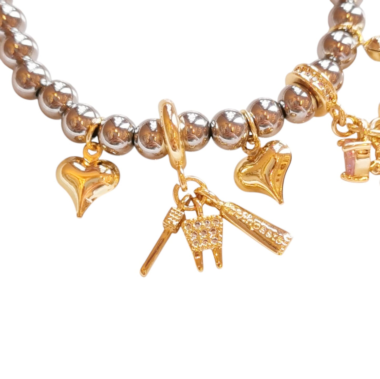 PULSERA DENTISTA PLATEADA C/DIJES