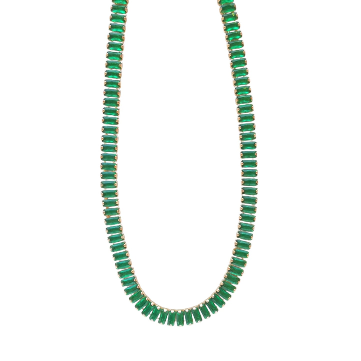COLLAR ZIRCONIAS VERDES RECTANGULAR