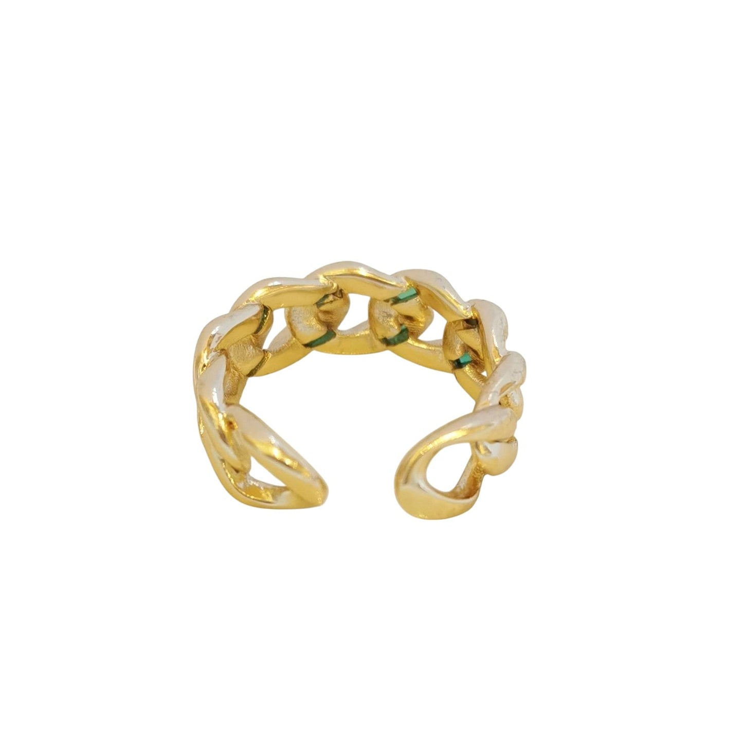 ANILLO CADENA ZIRCONIA VERDE