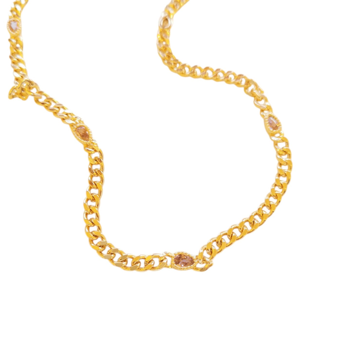 CADENA CON DIJES ZIRCONIA ROSAS