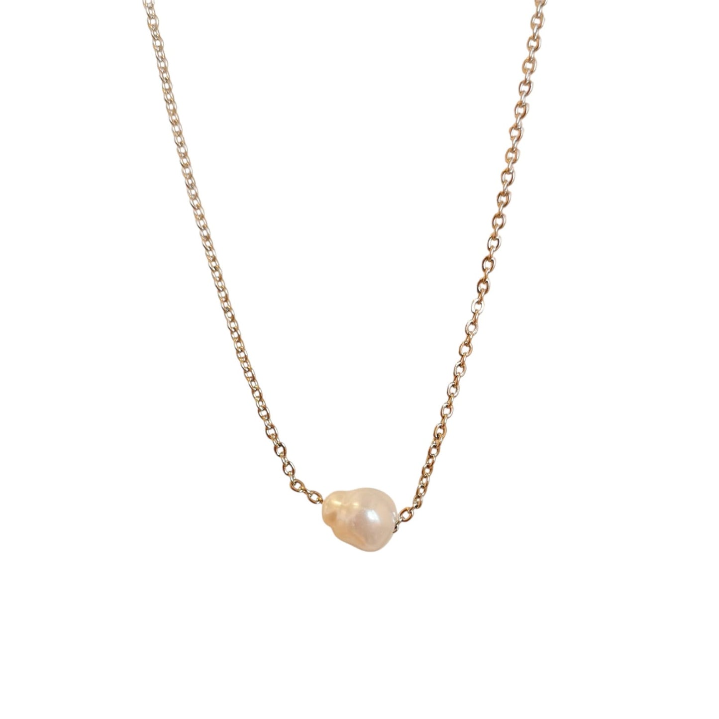 COLLAR PERLA PLATEADO