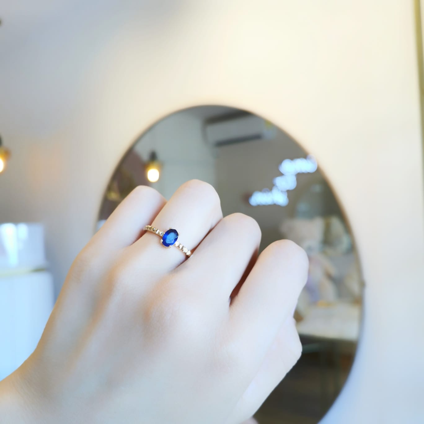 ANILLO ZIRCONIA OVALO AZUL