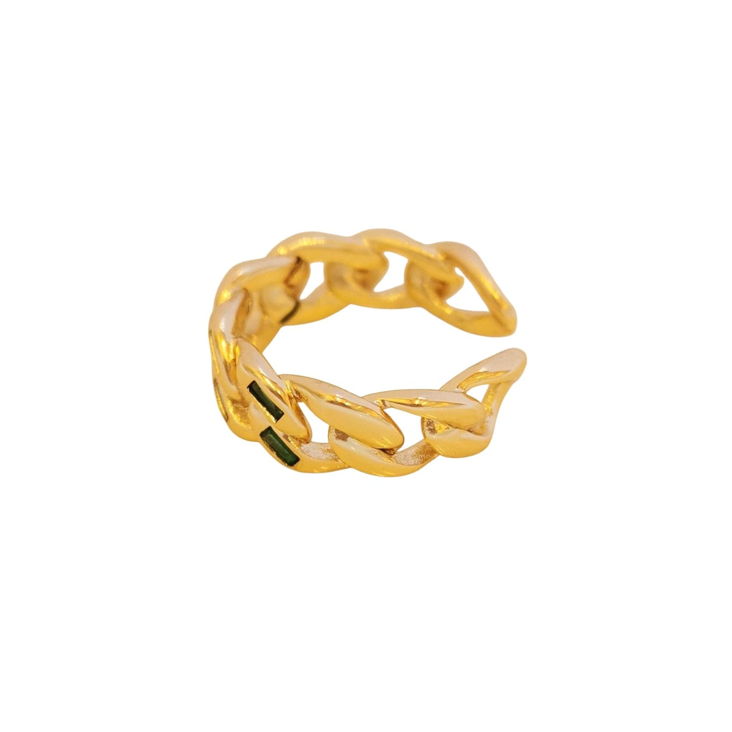 ANILLO CADENA ZIRCONIA VERDE