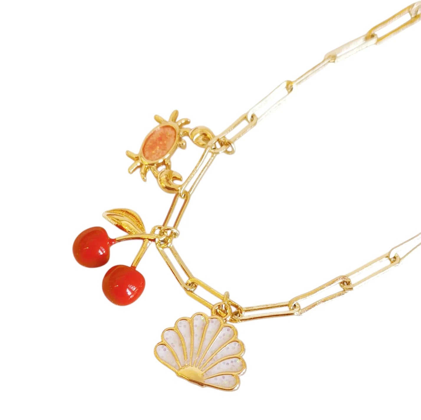 PULSERA DIJES CEREZA, CANGREJO Y CONCHA