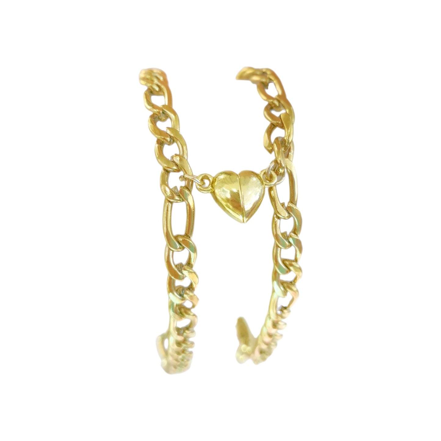 PULSERA CON CORAZONES MAGENTICOS DORADA