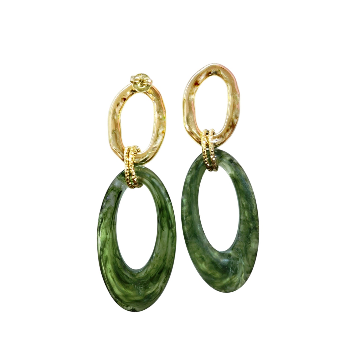 ARETES LARGOS OVALO VERDE
