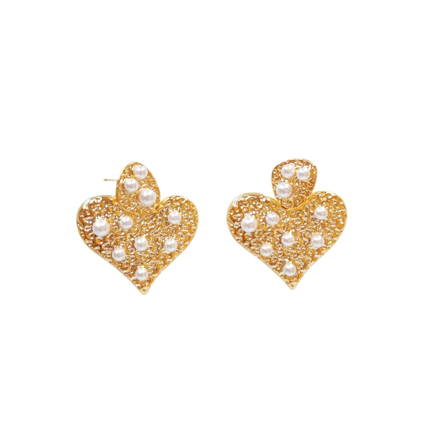 ARETES DOBLE CORAZON PERLA