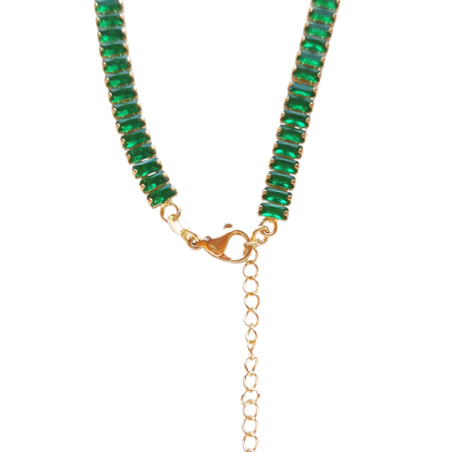 COLLAR ZIRCONIAS VERDES RECTANGULAR