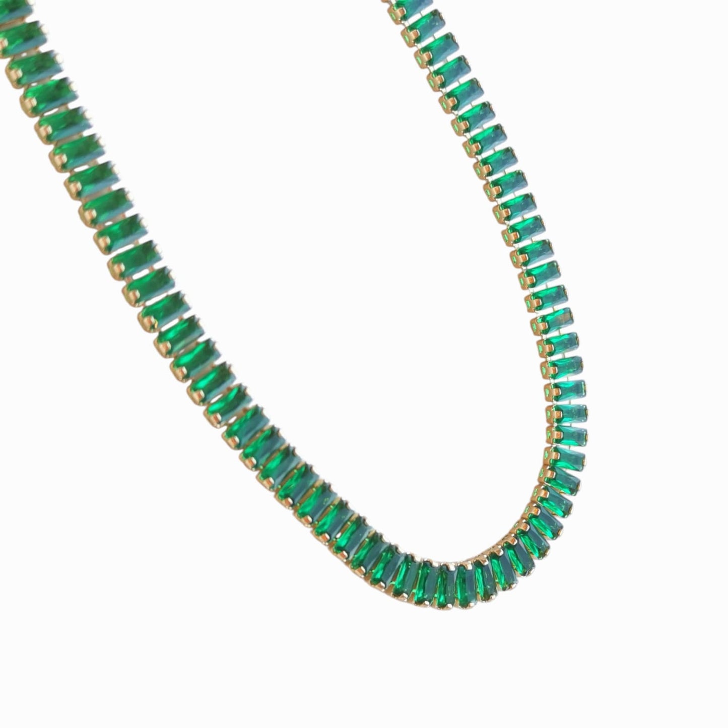 COLLAR ZIRCONIAS VERDES RECTANGULAR