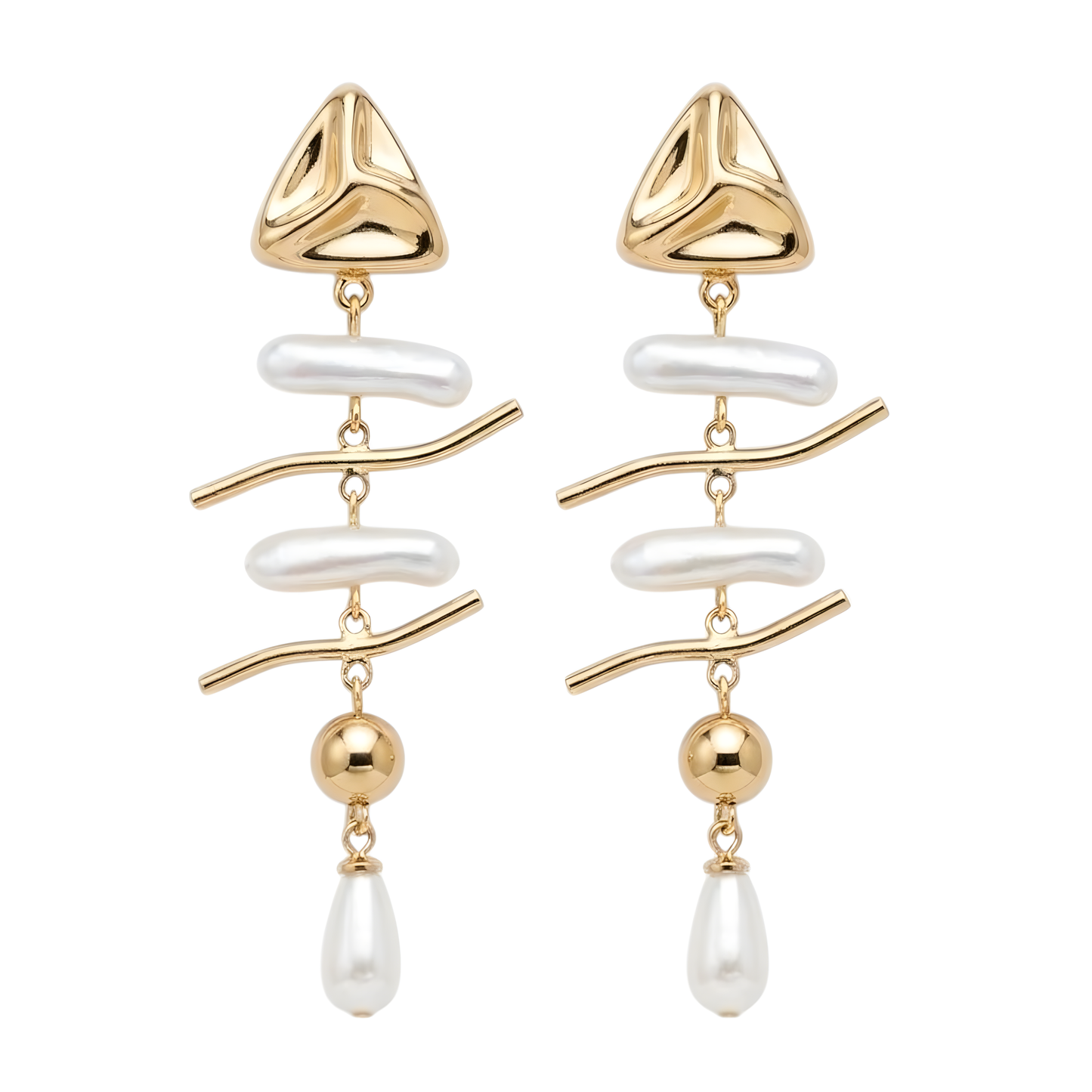 ARETES LARGOS PERLAS Y CHAPA