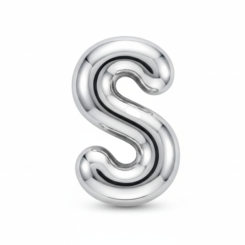 COLLAR LETRAS BUBBLE PLATEADO