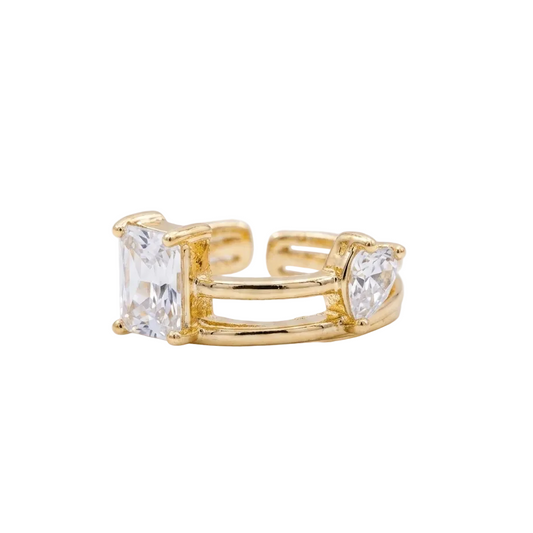 ANILLO DOS PIEDRAS BLANCAS