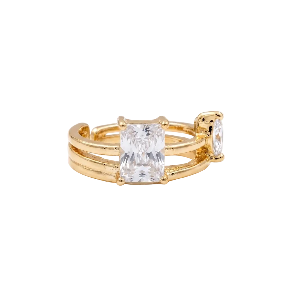 ANILLO DOS PIEDRAS BLANCAS