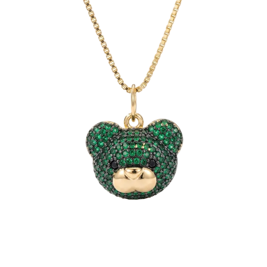 COLLAR CARITA OSO VERDE