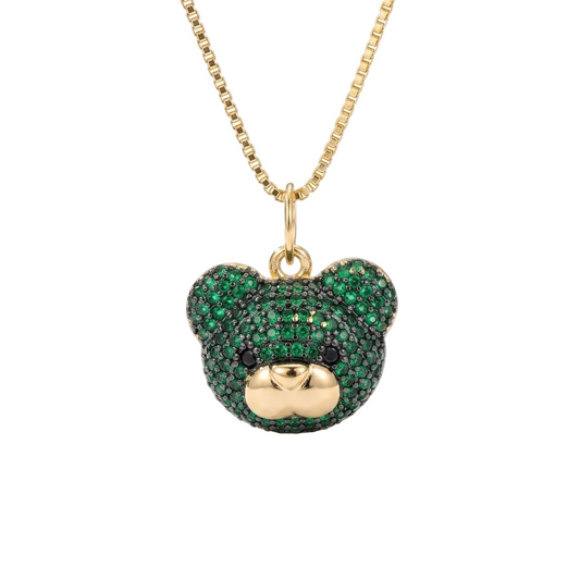 COLLAR CARITA OSO VERDE