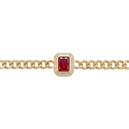 PULSERA CADENA Y ZIRCONIA ROJA