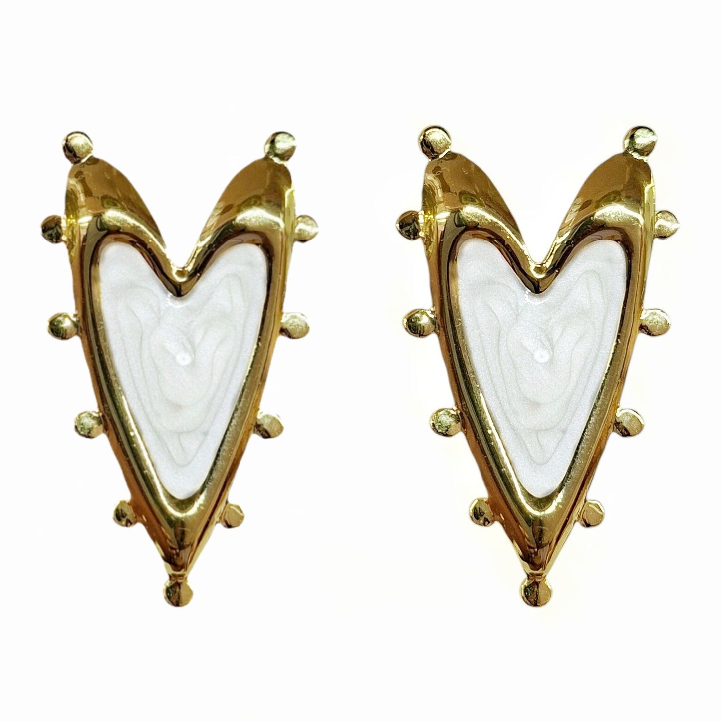 ARETES CORAZON PLANO PERLA