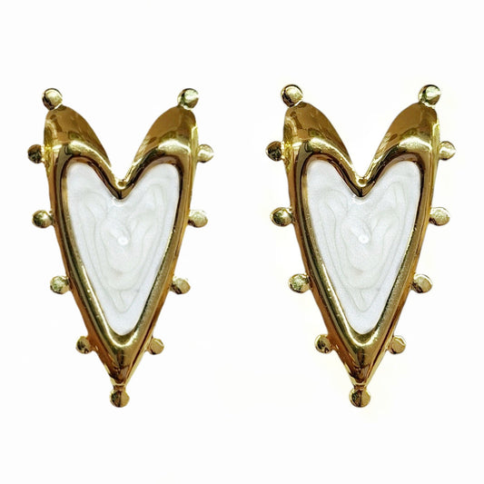 ARETES CORAZON PLANO PERLA