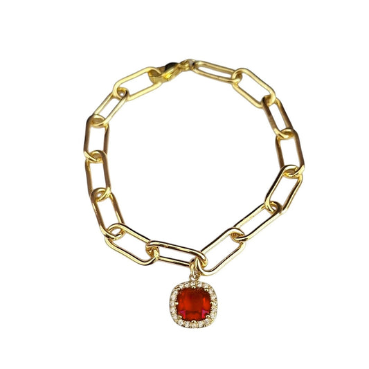 PULSERA ESLABONES COLGANTES ROJO