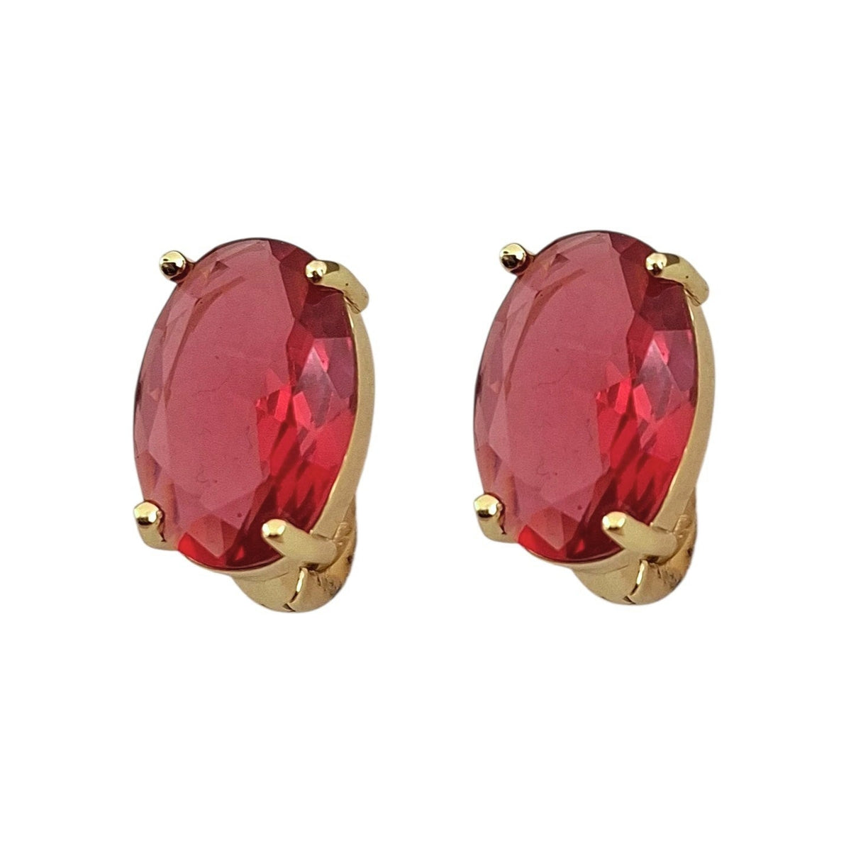 HUGGIE ZIRCONIA ROJA OVALO