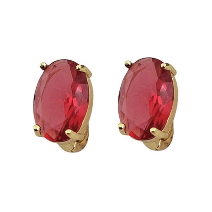 HUGGIE ZIRCONIA ROJA OVALO