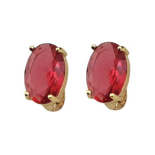 HUGGIE ZIRCONIA ROJA OVALO