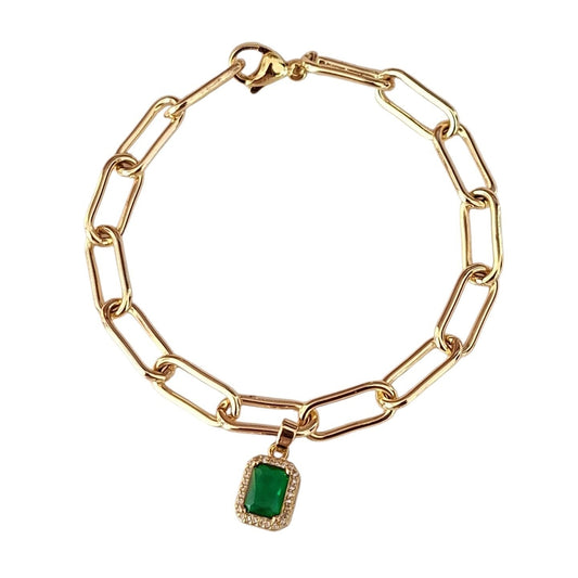 PULSERA ESLABONES COLGANTE RECTANGULO