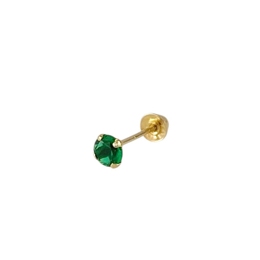 BROQUEL DE ORO 10K PIEDRA VERDE ESMERALDA