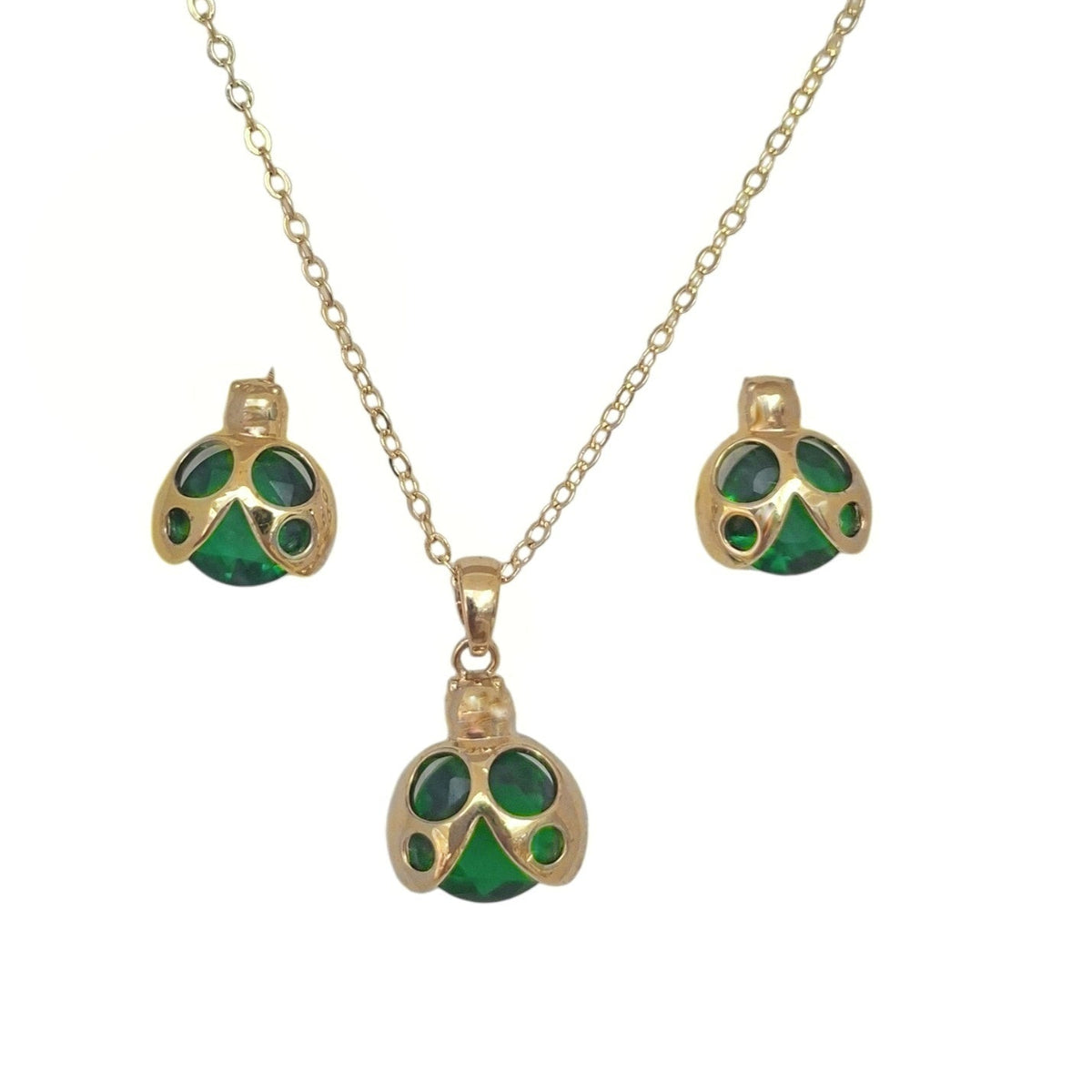 JUEGO CATARINA VERDE (ARETES Y COLLAR)
