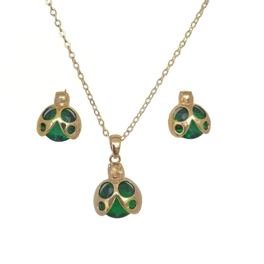 JUEGO CATARINA VERDE (ARETES Y COLLAR)