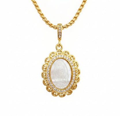 COLLAR MEDALLA PERLA (CIRCULOS CADENA RECT)