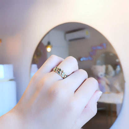 ANILLO CADENA ZIRCONIA VERDE