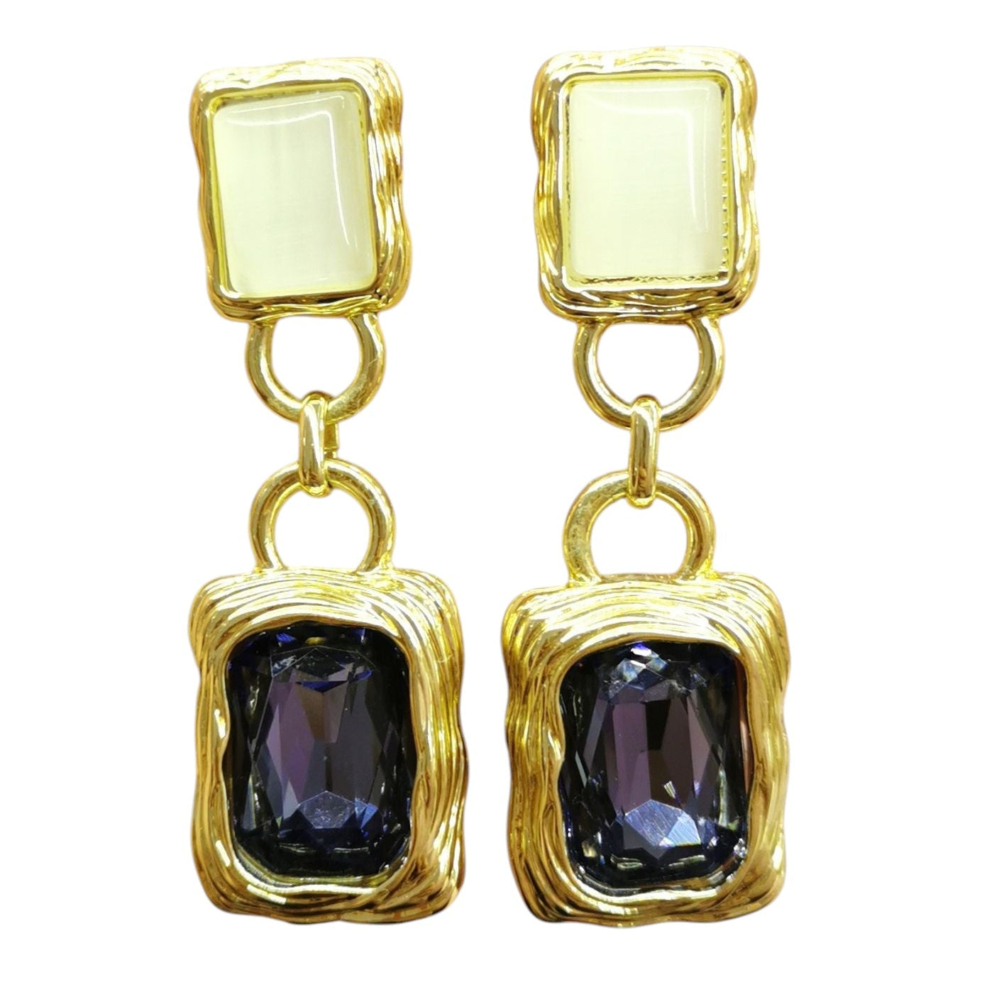 ARETES DOBLE ZIRCONIA MORADA