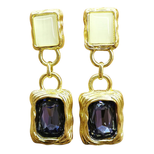 ARETES DOBLE ZIRCONIA MORADA