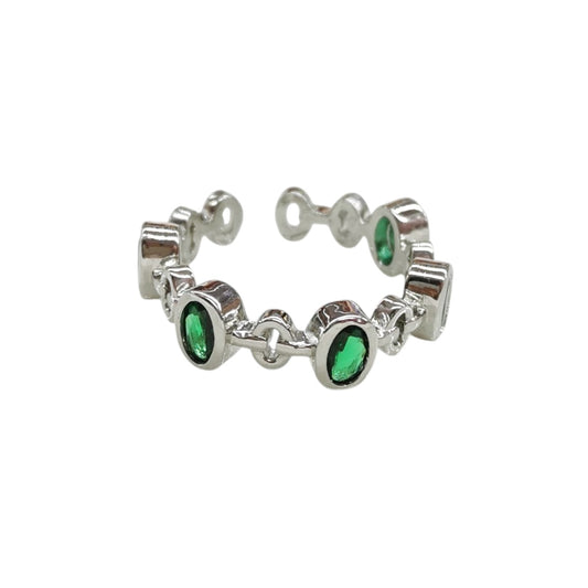 ANILLO PLATEADO ZIRCONIA VERDE