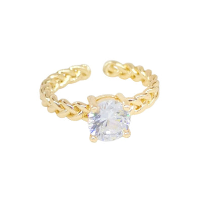 ANILLO TRENZADO PIEDRA BLANCA