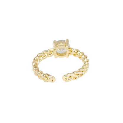 ANILLO TRENZADO PIEDRA BLANCA