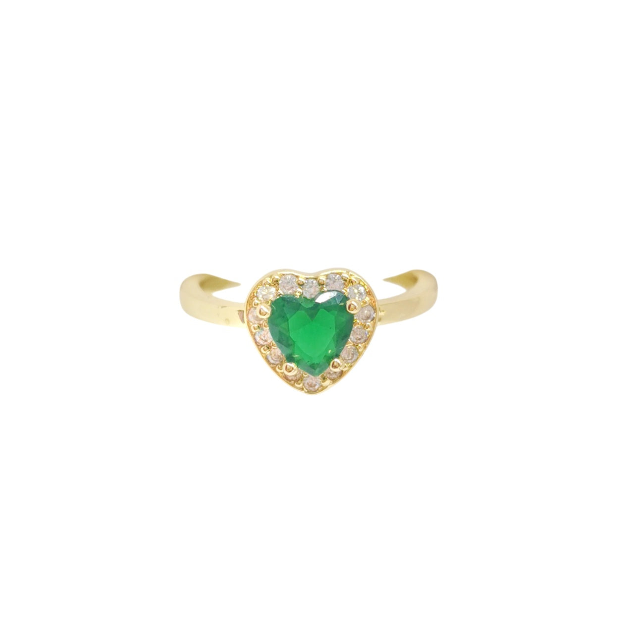 ANILLO CORAZON ZIRCONIA VERDE