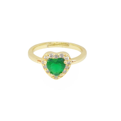 ANILLO CORAZON ZIRCONIA VERDE