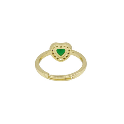 ANILLO CORAZON ZIRCONIA VERDE