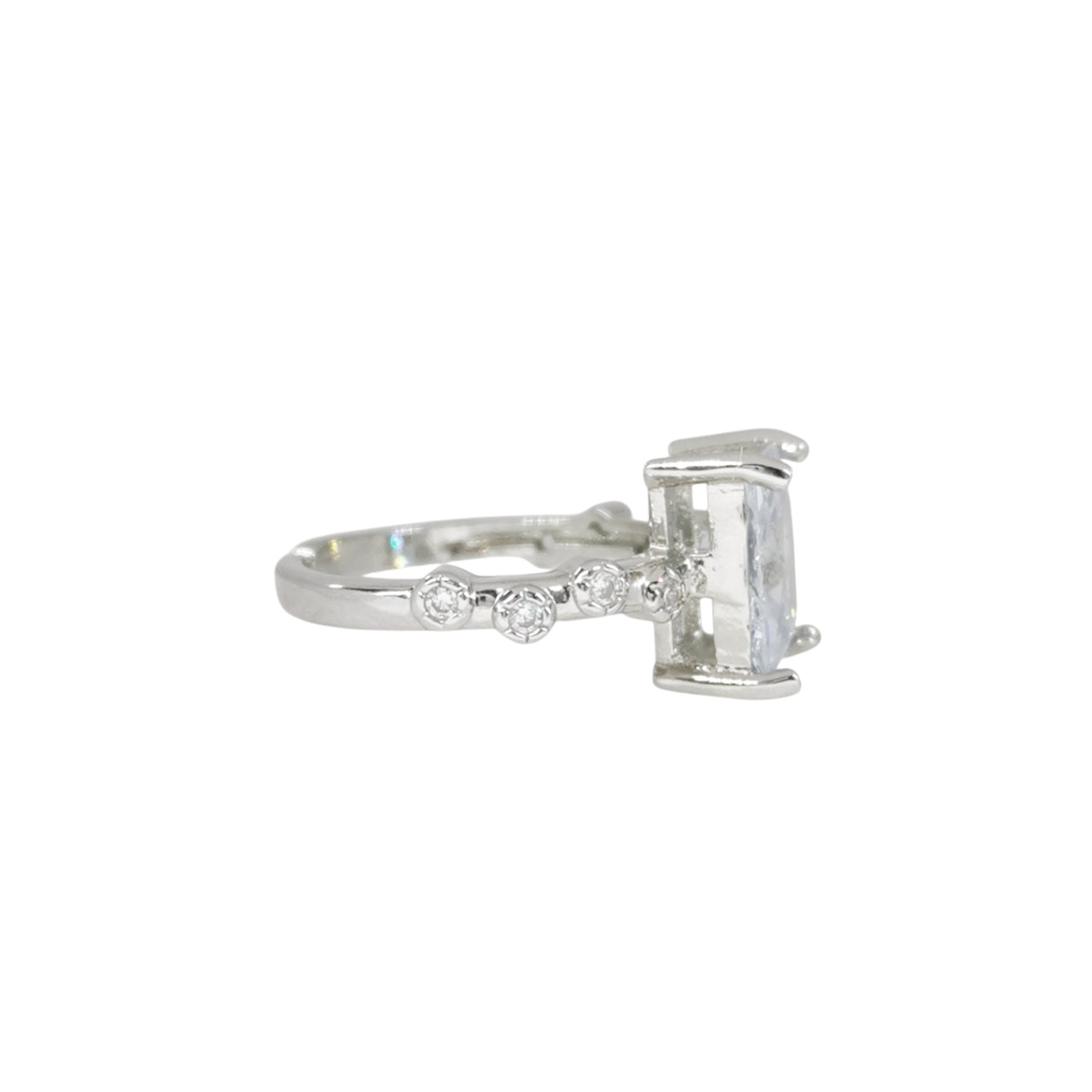 ANILLO PEIDRA BLANCA PLATEADO