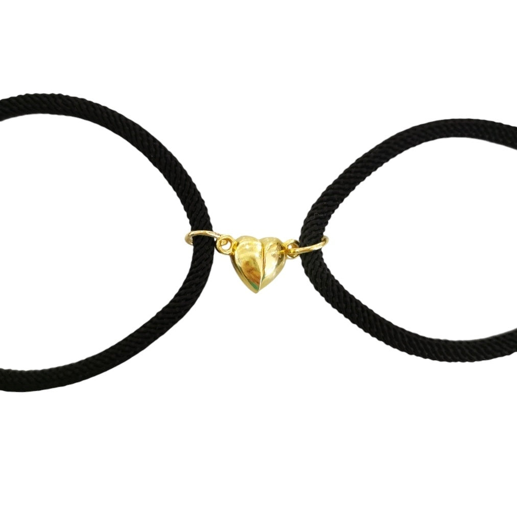 PULSERA CORAZONES MAGNETICOS NEGRA