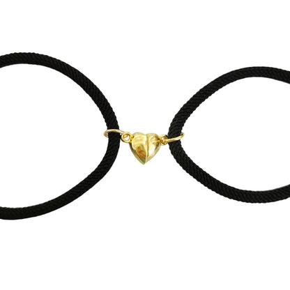PULSERA CORAZONES MAGNETICOS NEGRA