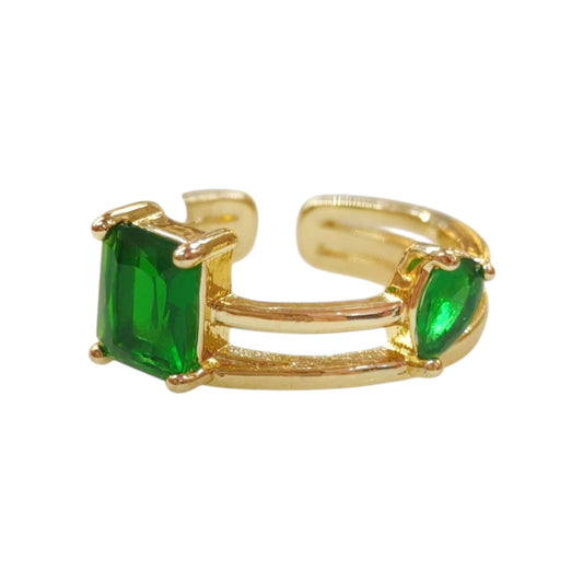 ANILLO DOS PIEDRAS VERDES