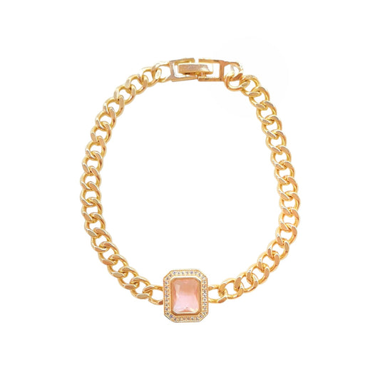 PULSERA CADENA ZIRCONIA ROSA