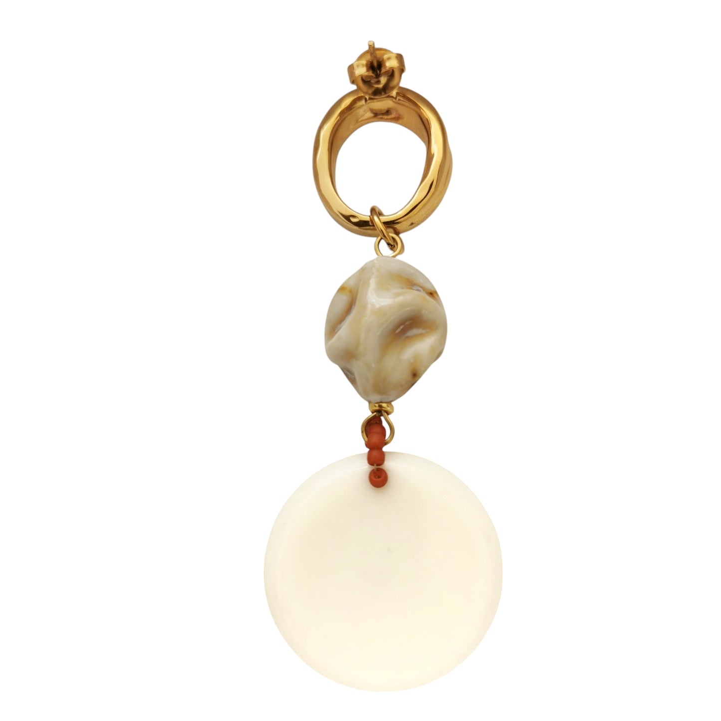 ARETES LARGOS PIEDRA BLANCA