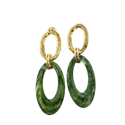 ARETES LARGOS OVALO VERDE